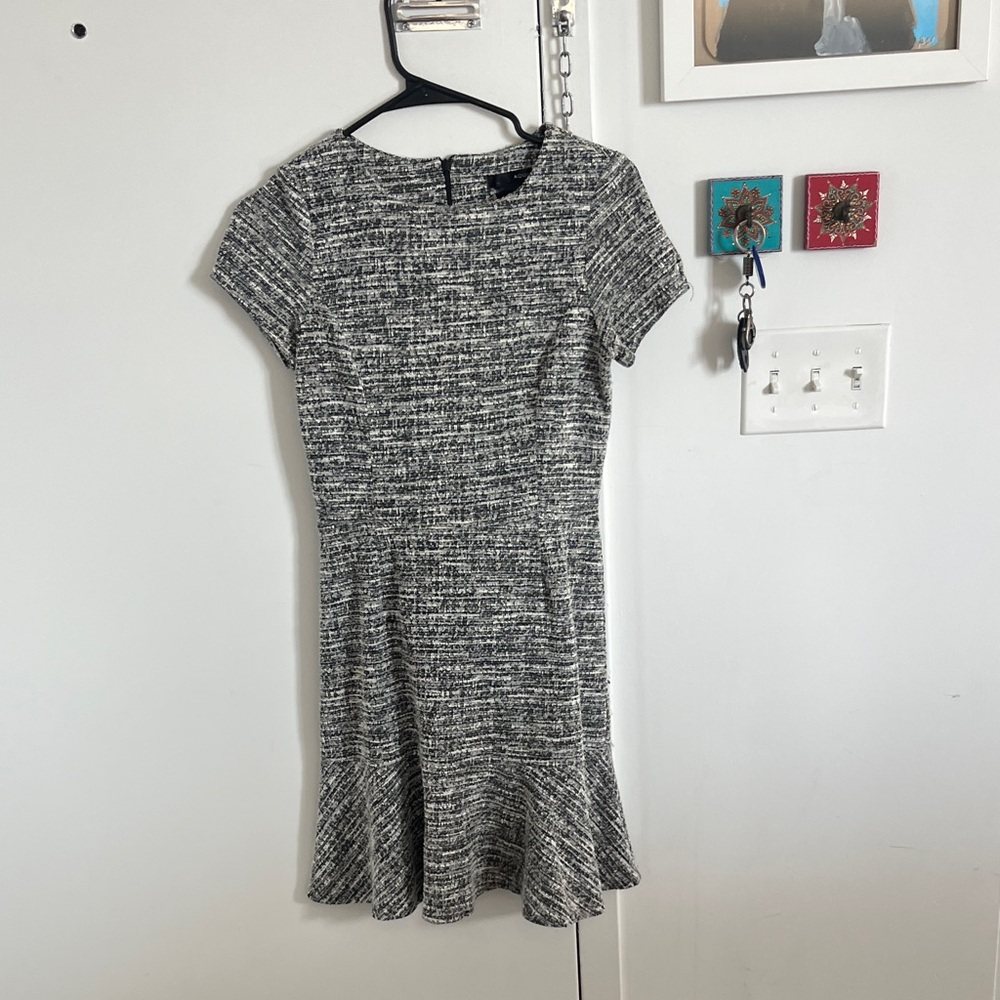 Aqua Black and White Textured Mini Dress